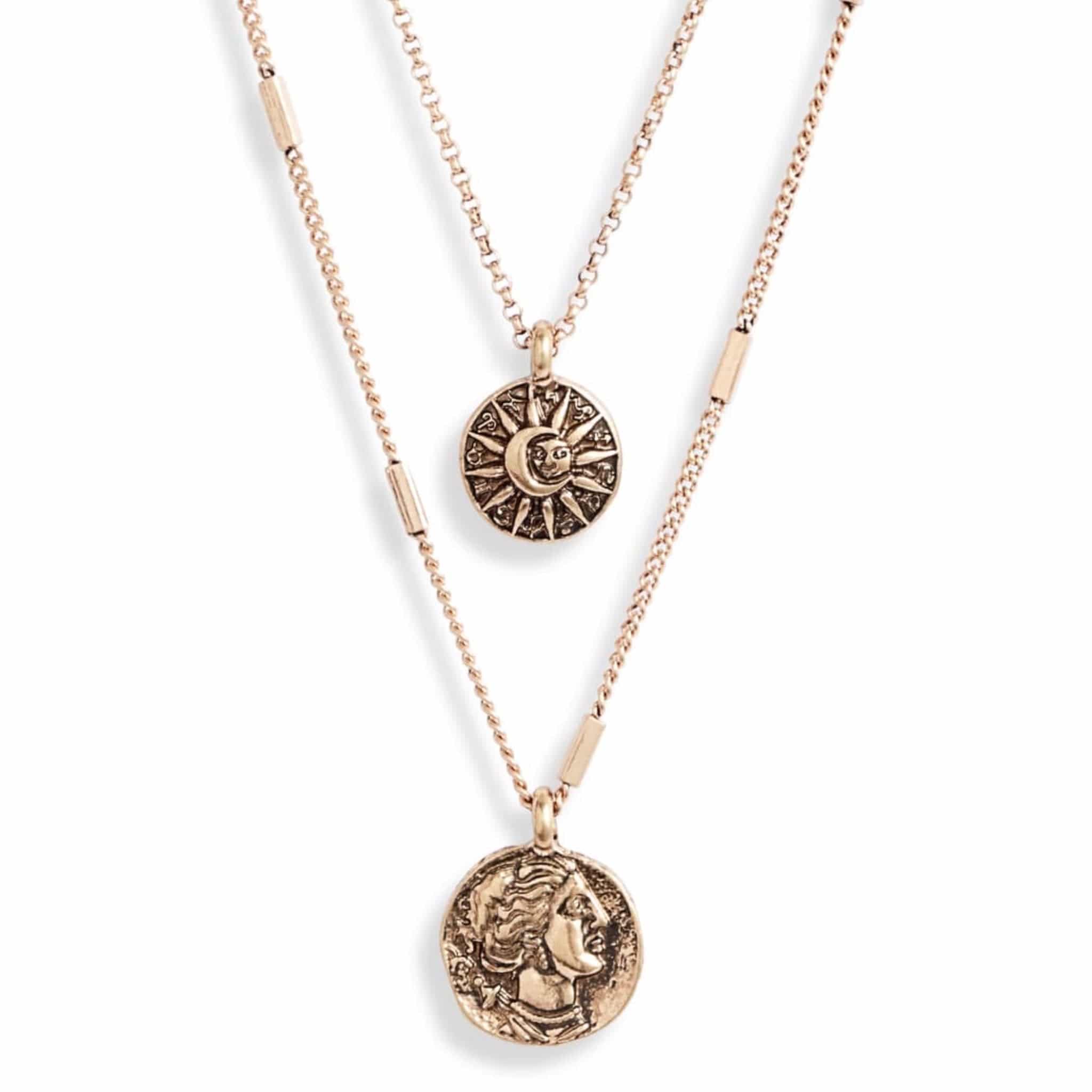 Sunburst Coin Charm Necklace | Gold-Plated Brass