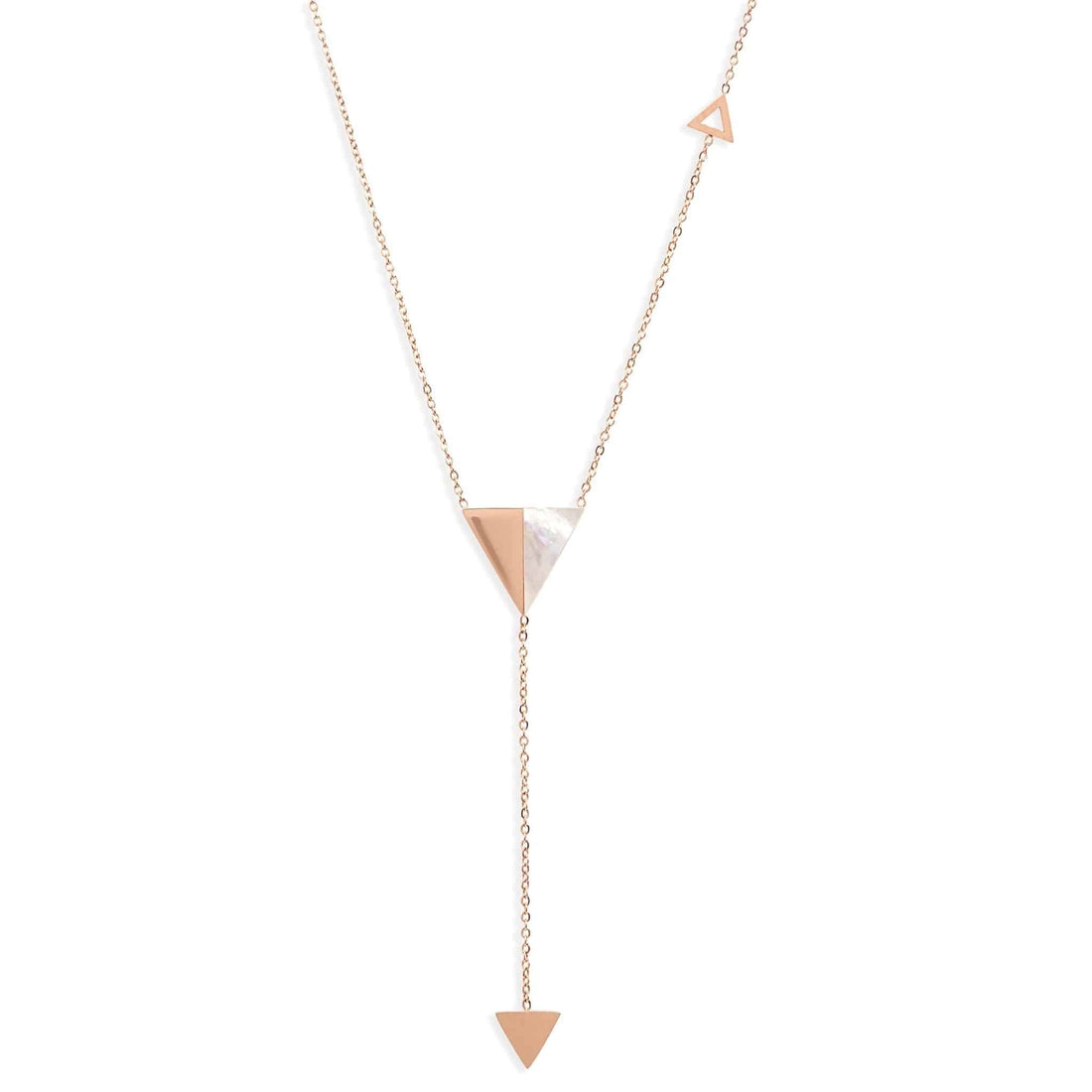 Triangle Y-Drop Necklace | Rose Gold-Tone Stainless Steel