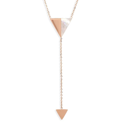 Triangle Y-Drop Necklace | Rose Gold-Tone Stainless Steel