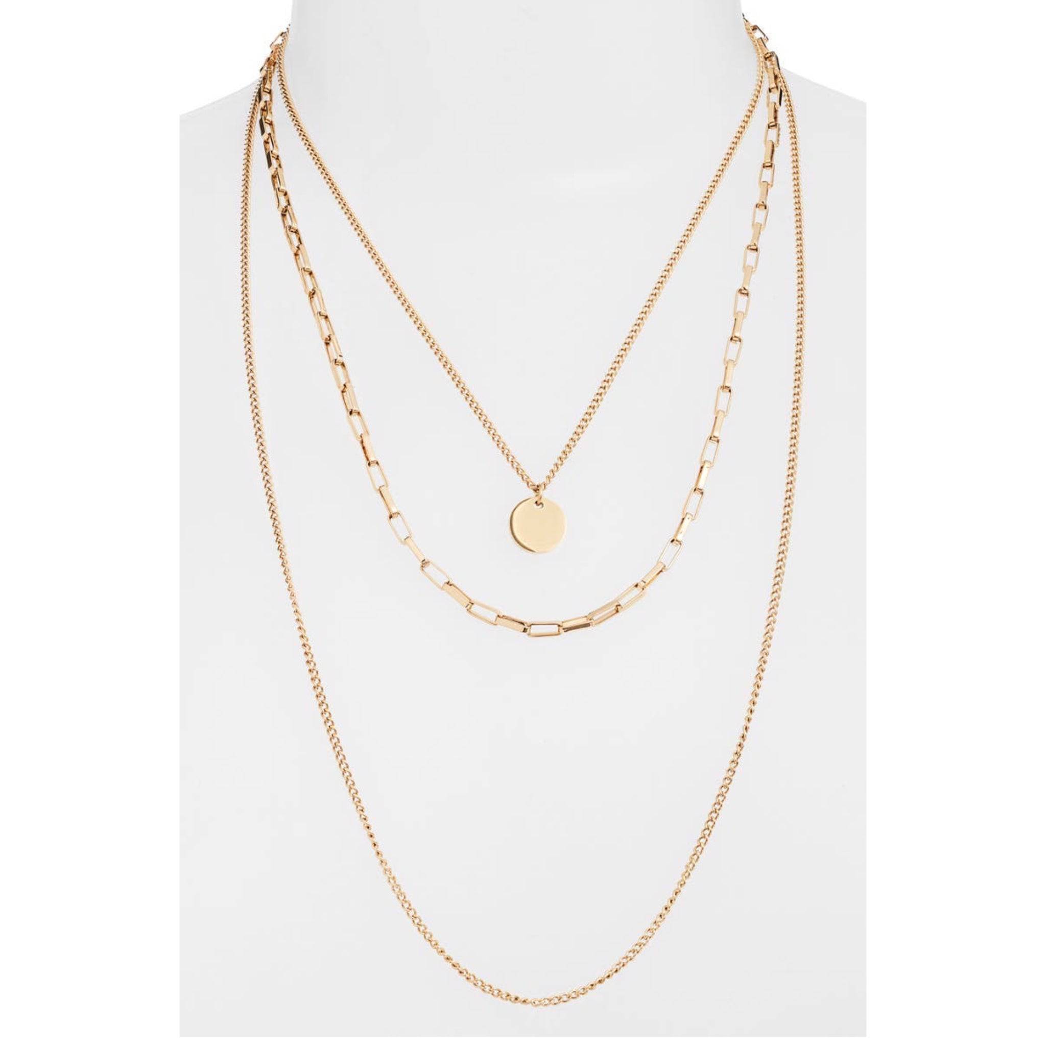 Triple Strand Link Necklace | Gold-Tone Stainless Steel