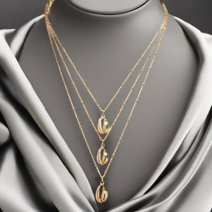 Triple Strand Shell Necklace | Gold-Tone Stainless Steel