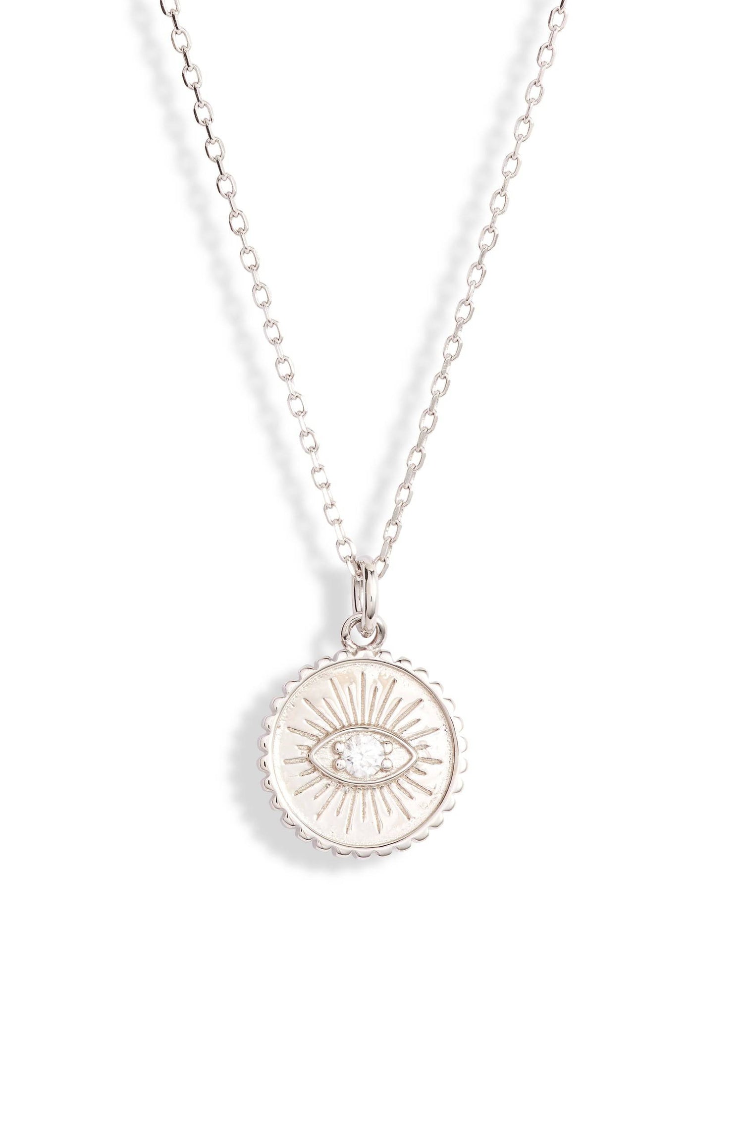 Evil Eye Coin Pendant Necklace | Stainless Steel &amp; CZ | More Colors Available