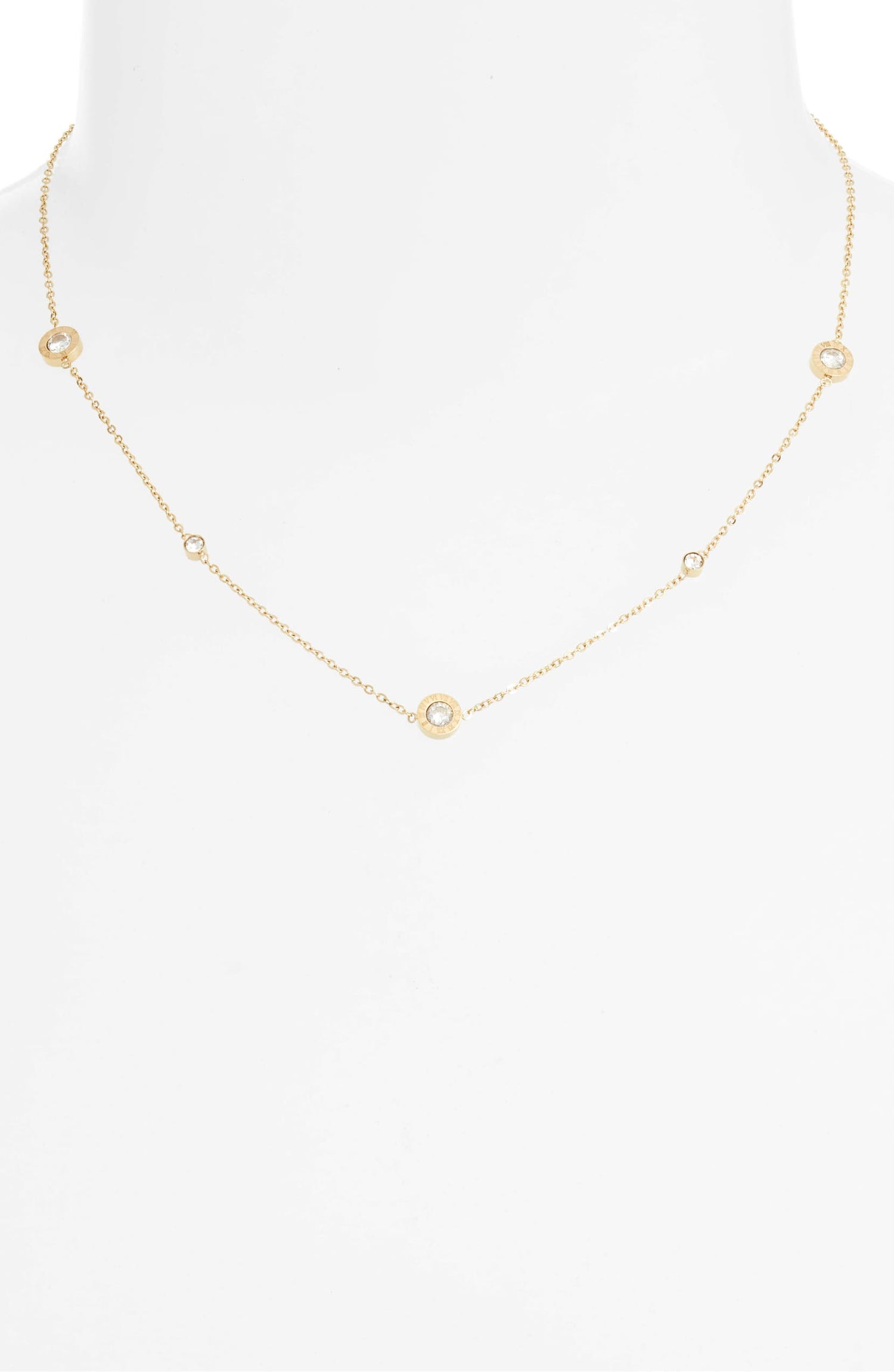 Numerals Multi Charm Necklace | Gold-Plated Stainless Steel &amp; CZ