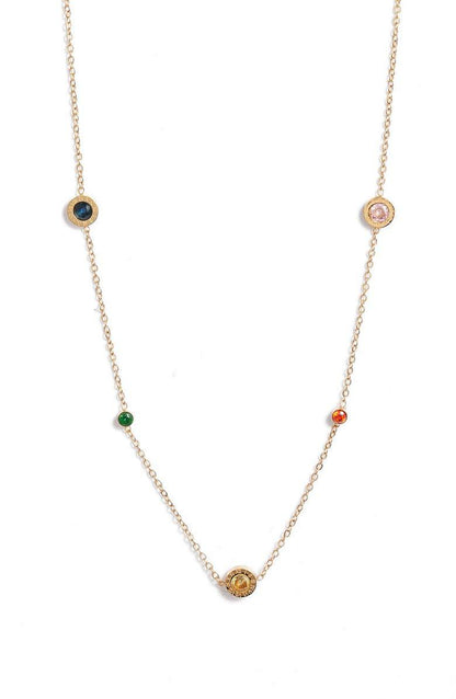 Numerals Multi Charm Necklace | Gold-Plated Stainless Steel &amp; CZ