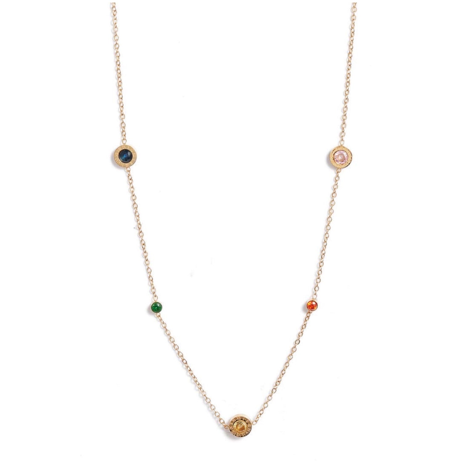 Numerals Multi Charm Necklace | Gold-Plated Stainless Steel &amp; CZ