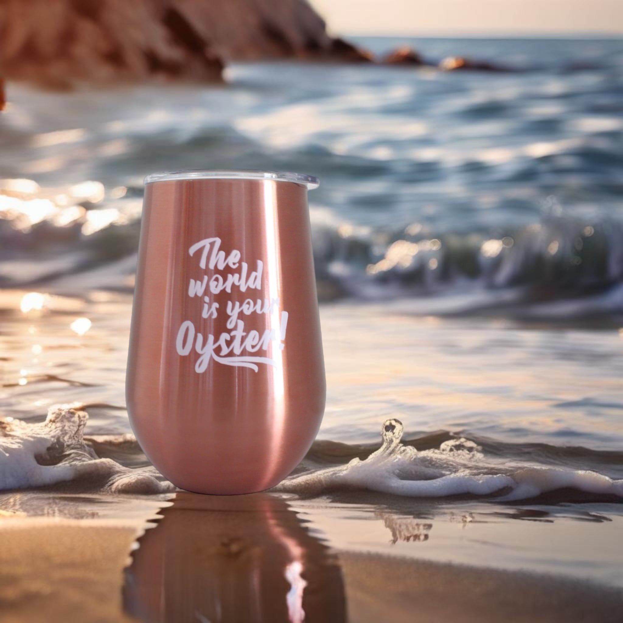 The World is your Oyster! | Wine Tumbler | Rose Gold