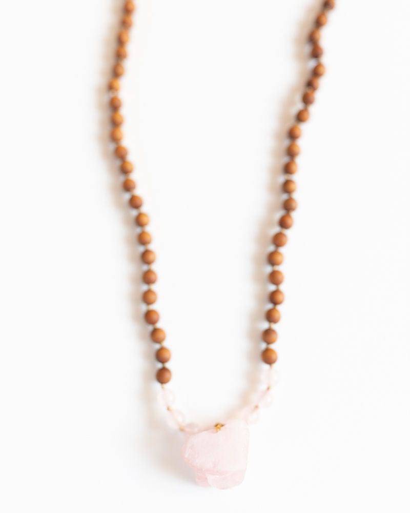 Rose Quartz Calm Heart Mala | Prayer Beads | 108 Count | Japa Mala Crystal Pendant Necklace