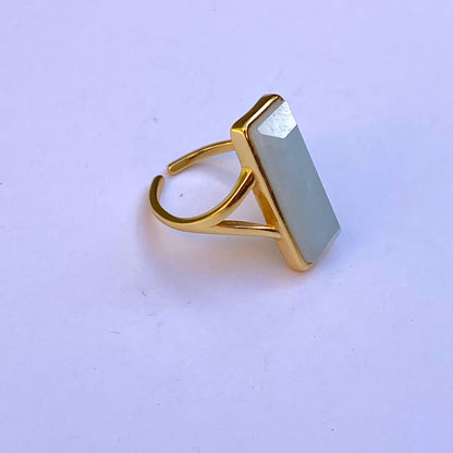 Aquamarine Rectangle Ring | Gold-Plated Sterling Silver