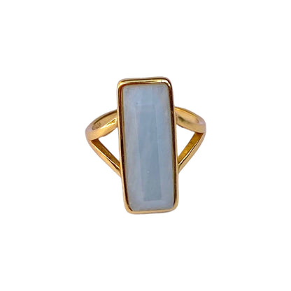 Aquamarine Rectangle Ring | Gold-Plated Sterling Silver