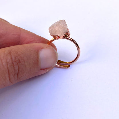 Rose Quartz Ring | Raw Crystal | Adjustable Size 7