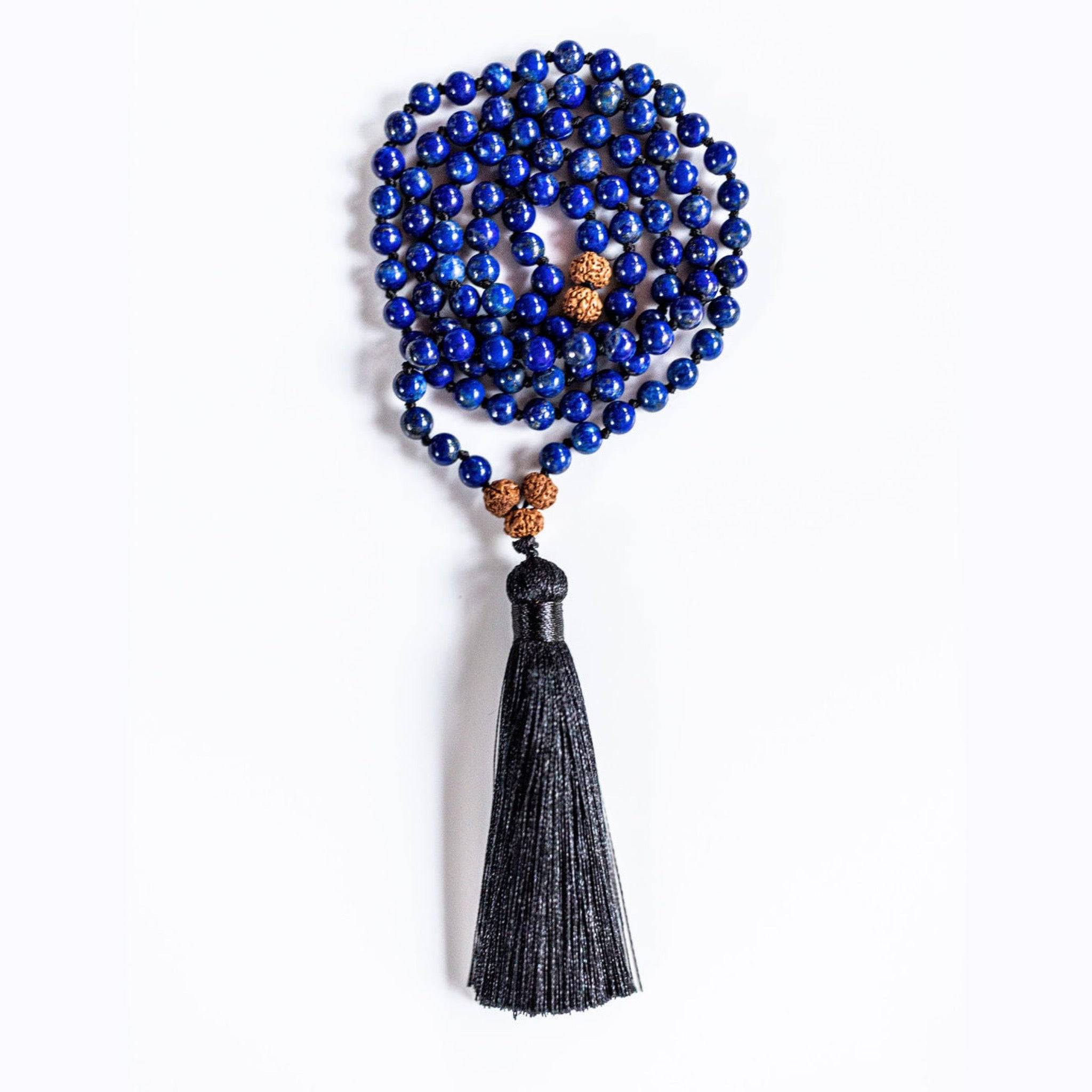 Lapis Lazuli Mala | Inner Wisdom | Prayer Beads | Japa Mala Tassel Necklace