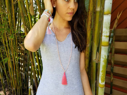 Rose Quartz Love Mala | Prayer Beads | Japa Mala Tassel Necklace