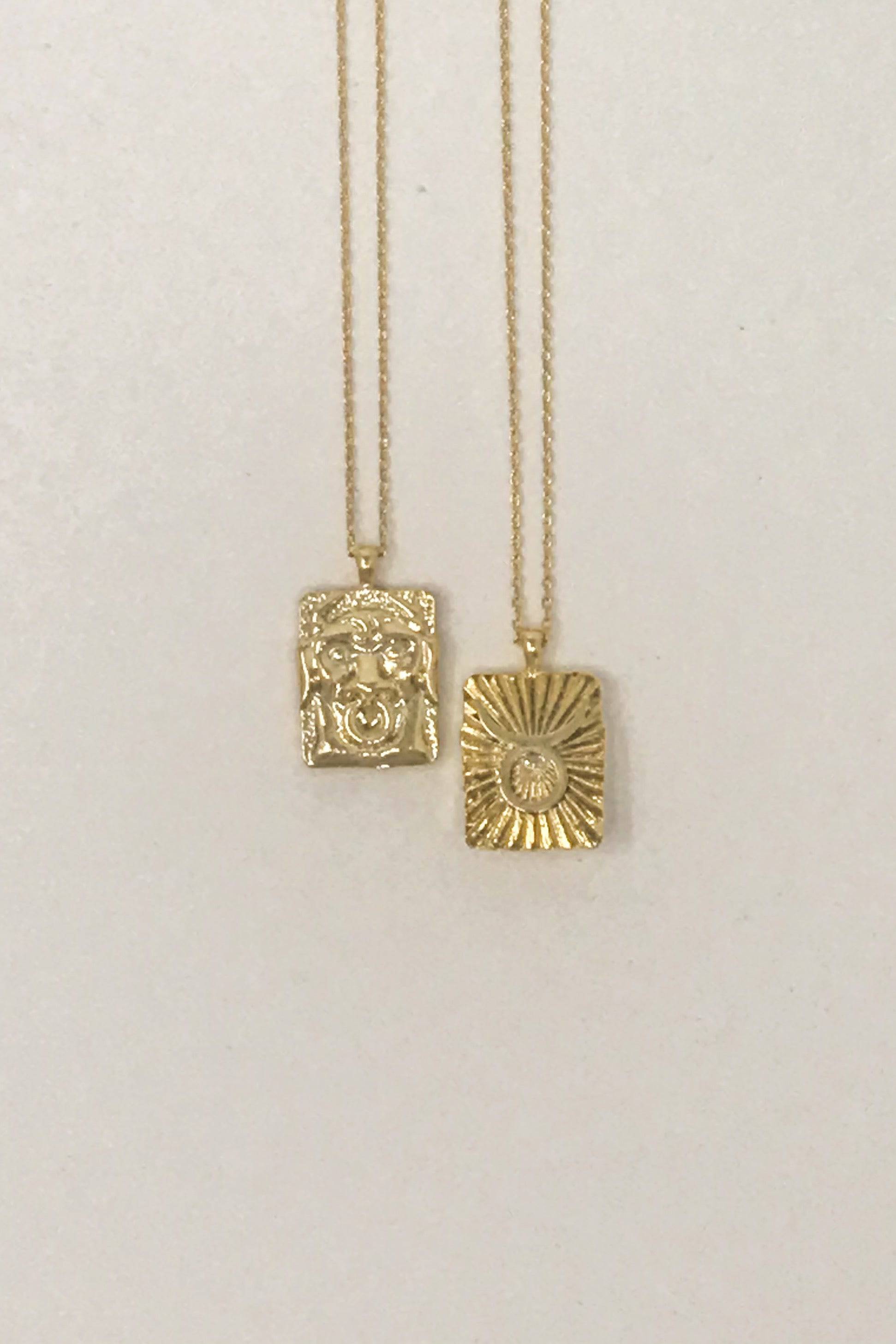 Reversible Zodiac Necklace | Gold-Dipped Brass