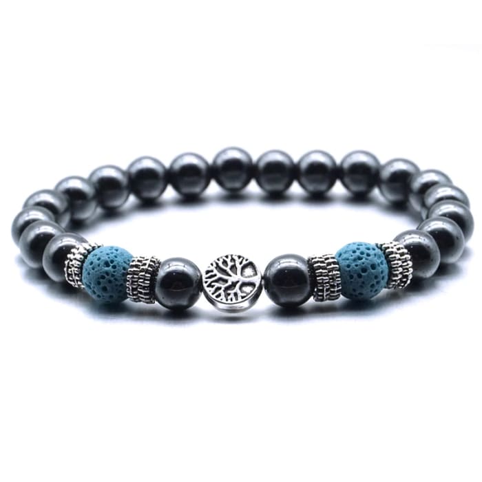 Tree of Life | Aqua Lava Stone | Metal Bracelet - HartCentered