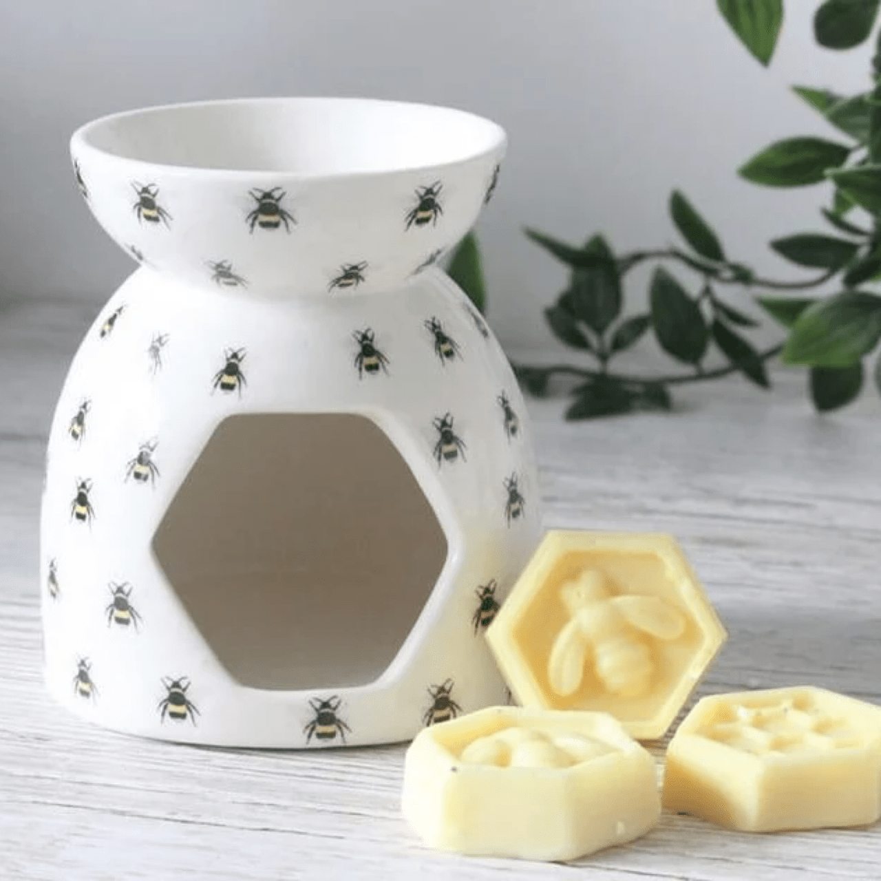 Happy Bee Print Essential Oil Wax Melt Warmer Burner