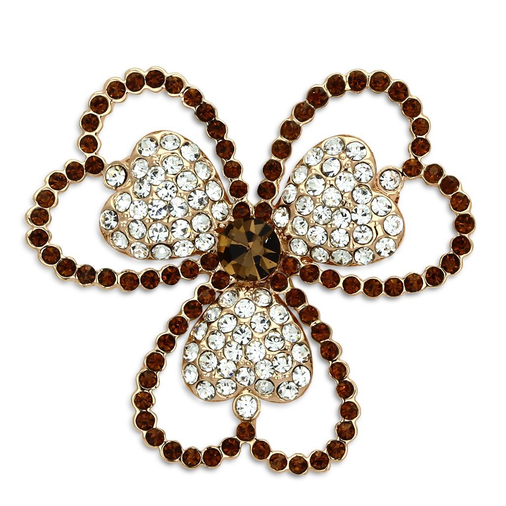 LO2925 - Flash Rose Gold White Metal Brooches with Top Grade Crystal  in Smoked Quartz-0