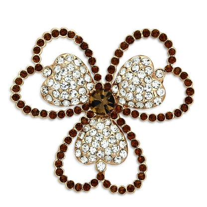 LO2925 - Flash Rose Gold White Metal Brooches with Top Grade Crystal  in Smoked Quartz-0