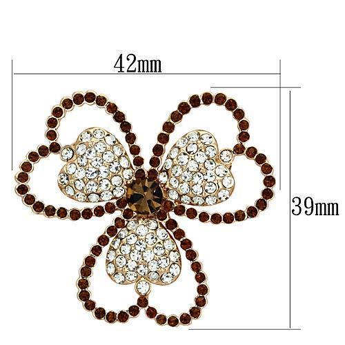 LO2925 - Flash Rose Gold White Metal Brooches with Top Grade Crystal  in Smoked Quartz-1