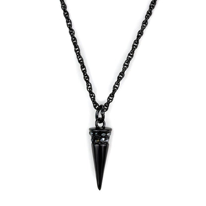 LO3709 - TIN Cobalt Black Brass Chain Pendant with Top Grade Crystal  in Hematite-0