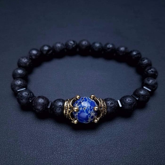 Tiger Eye in Blue &amp; Lava Stone | Essential Oil Bracelet - HartCentered