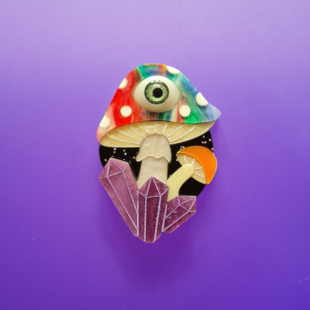 Magic Mushroom Brooch- Multi by Cherryloco Jewellery-1