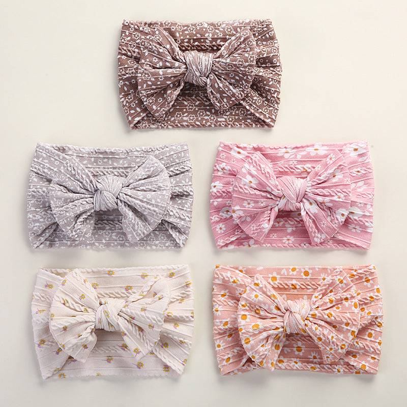 Baby Floral Print Soft Big Bow Headband