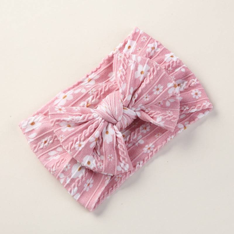 Baby Floral Print Soft Big Bow Headband