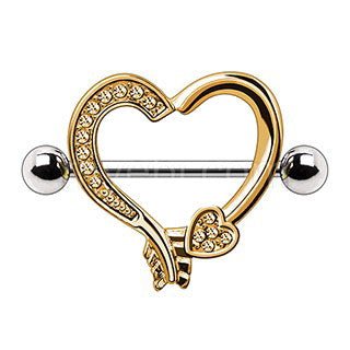 Gold Plated Arrow Heart Nipple Shield-1