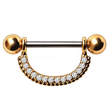 Gold Plated Ornate Multi Jeweled Nipple Shield-1