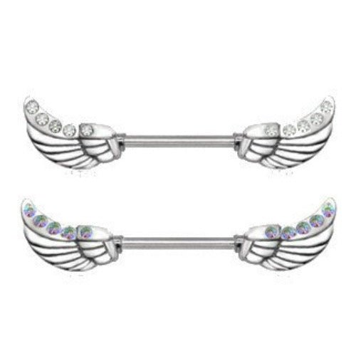 316L Surgical Steel Twinkling Angelic Wings Nipple Bar-0