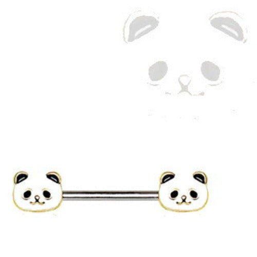 316L Stainless Steel Golden Panda Nipple Bar-1