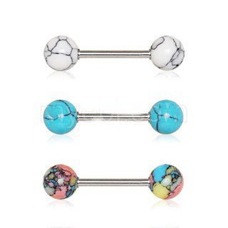 Nipple Bar Set with Synthetic Stones-0