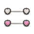 316L Stainless Steel Filigree Synthetic Opal Heart Nipple Bars-0