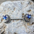 316L Stainless Steel Moon and Blue Star Nipple Bar-0