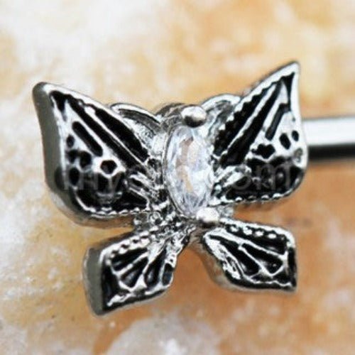 316L Stainless Steel Exotic Butterfly Nipple Bar-1