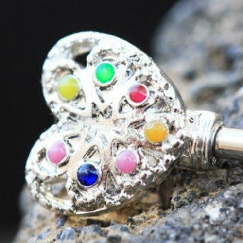 316L Stainless Steel Rainbow Key Nipple Bar-1