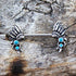 316L Stainless Steel Turquoise Feather Headdress Nipple Bar-0