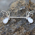 316L Stainless Steel Synthetic Opal Butterfly Nipple Bar-0