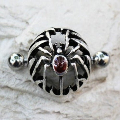 316L Stainless Steel Gothic Spider Dome Shape Nipple Shield-0