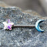 316L Stainless Steel Aurora Star and Moon Nipple Bar-0