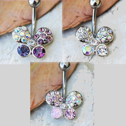 316L Stainless Steel Art of Brilliance Butterfly Gleam Navel Ring-0