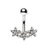 316L Stainless Steel Dainty Triple Flower Navel Ring-0