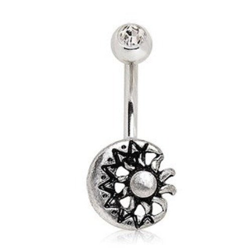 316L Stainless Steel Sun and Moon Navel Ring-2