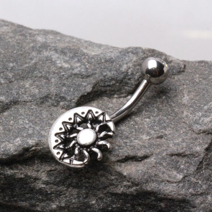 316L Stainless Steel Sun and Moon Navel Ring-1