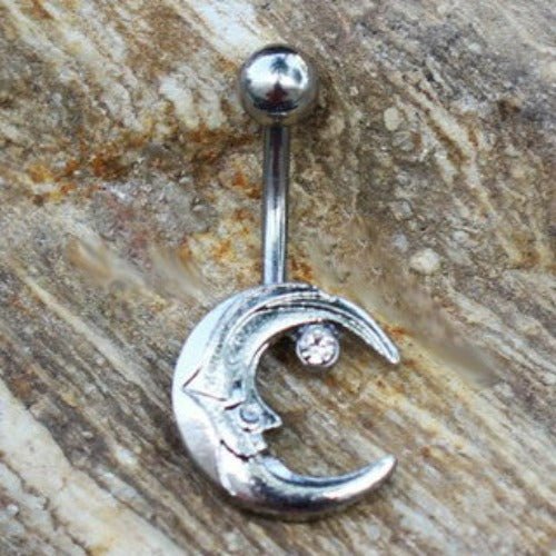 316L Stainless Steel Moon and Star Navel Ring-0