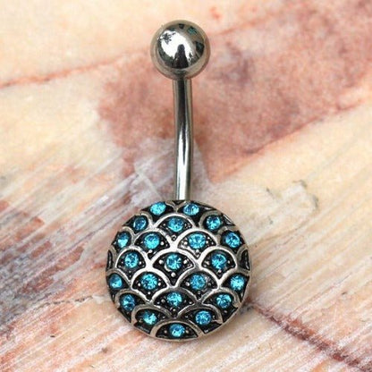 316L Stainless Steel Aqua Ocean Charm Navel Ring-0