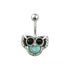 Antique Silver Turquoise Gem Owl 316L Surgical Steel Navel Ring-0