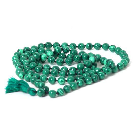 Malachite Divine Mother Mala | Prayer Beads | 108 count | Japa Mala Tassel Necklace