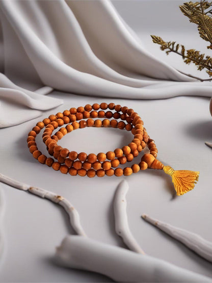 Sandalwood Mala | Prayer Beads | 108 Beads | Japa Mala Tassel Necklace