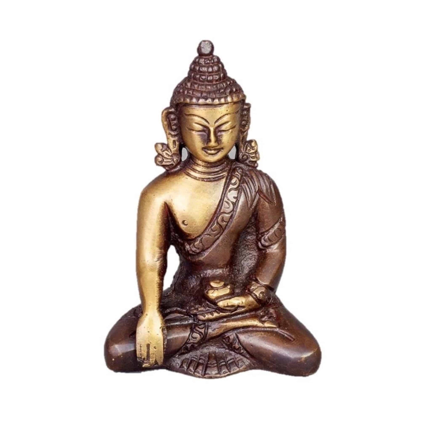 Sitting  Buddha in Meditation Pose two-tone color in Brass